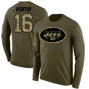 Men's Chandler Worthy New York Jets Legend Olive Salute to Service Sideline Long Sleeve T-Shirt