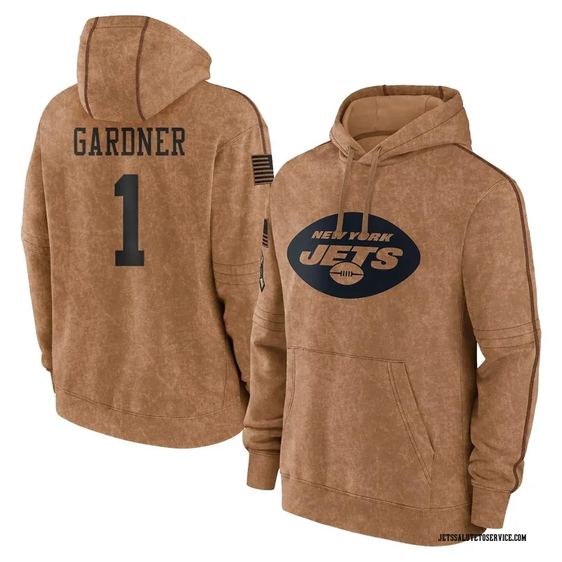 Men's Sauce Gardner New York Jets Brown 2023 Salute To Service Club Pullover Hoodie
