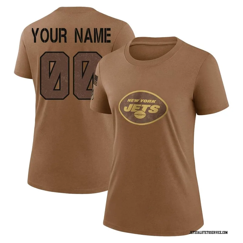 Women's Custom New York Jets Legend Brown 2023 Salute To Service Performance T-Shirt