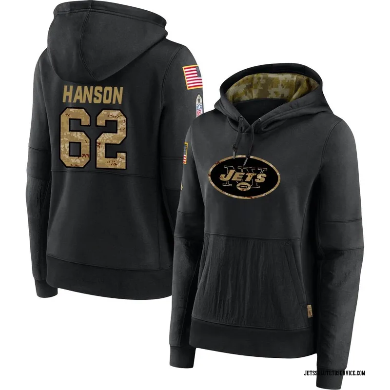 Women's Jake Hanson New York Jets Black 2020 Salute to Service Sideline Performance Pullover Hoodie