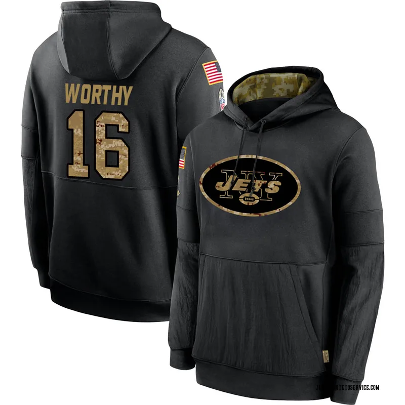 Youth Chandler Worthy New York Jets Black 2020 Salute to Service Sideline Performance Pullover Hoodie