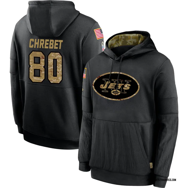 Youth Wayne Chrebet New York Jets Black 2020 Salute to Service Sideline Performance Pullover Hoodie