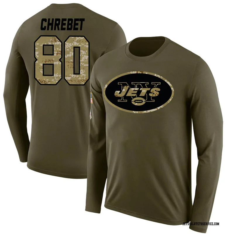 Youth Wayne Chrebet New York Jets Legend Olive Salute to Service Sideline Long Sleeve T-Shirt